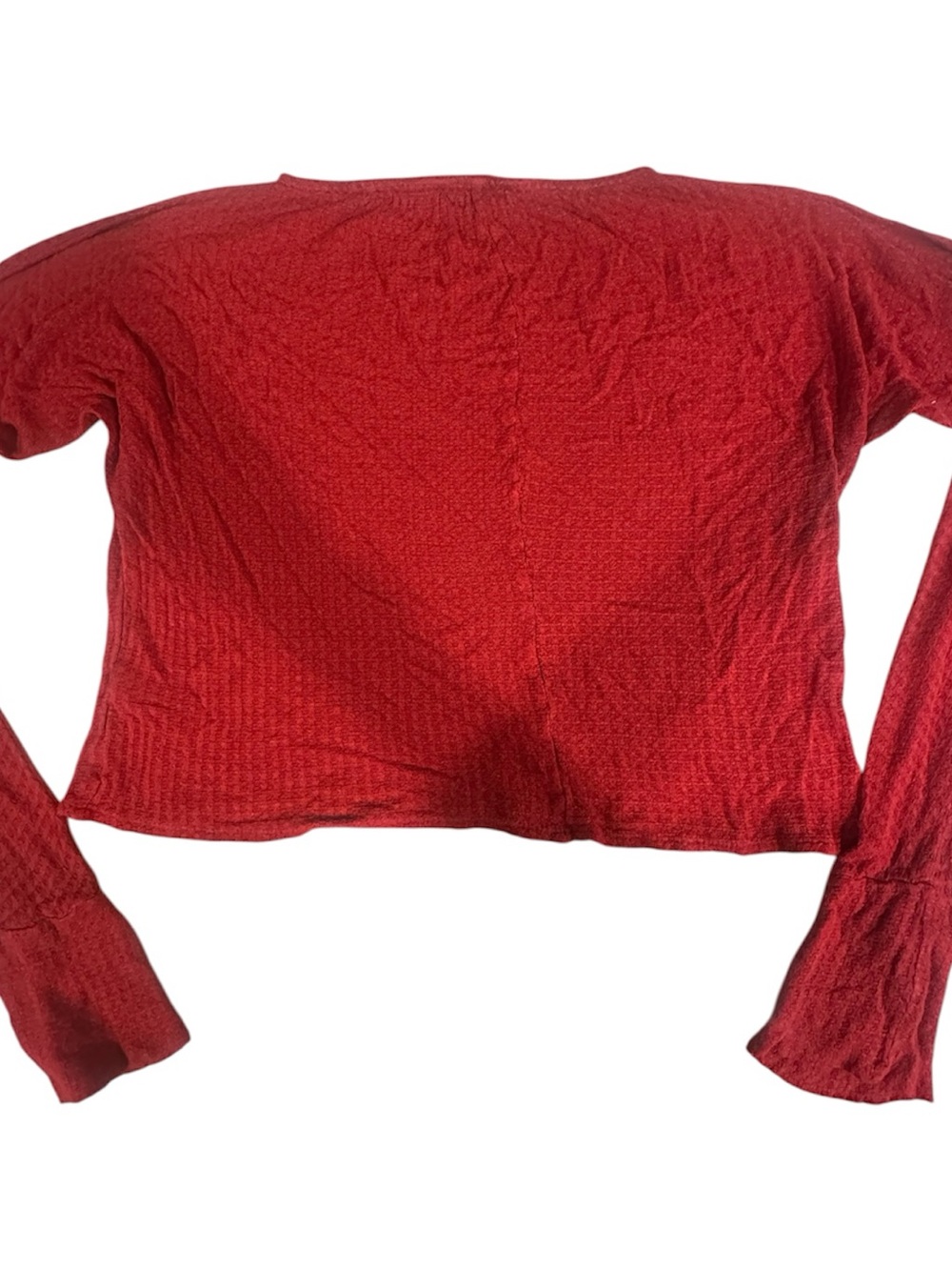 Lulu's Red Textured Long-Sleeve Cropped Tee - Picture 2 of 3